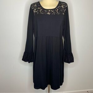 Gap Black Lace Trim Long Sleeve Maternity Dress